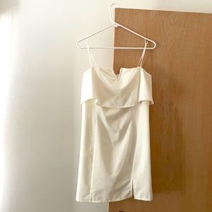 Off white strapless ruffled top dress